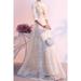 Women High Neck Elbow Sleeve Embroidered Lace Party Dress