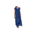 Shadowline Women's Silhouette 53" Short Cap Sleeve Long Gown Nightgown, Navy, Medium