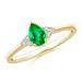 May Birthstone Ring - Pear Emerald Solitaire Ring with Trio Diamond Accents in 14K Yellow Gold (6x4mm Emerald) - SR1122ED-YG-AAA-6x4-9