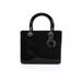 Pre-ownedChristian Dior Lady Dior Patent Leather Convertible Satchel Bag Black Silver