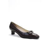 Pre-ownedSalvatore Ferragamo Women's Square Toe Classic Pumps Leather Brown Size 7D