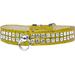Mirage Pet Leather Rhinestone Dog Collar Yellow M