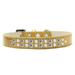 Mirage Pet 614-04 GD-20 0.75 in. Two Row Pearl & Clear Crystal Ice Cream Dog Collar Gold - Size 20