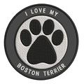 I Love my Boston Terrier 3.5 Iron-On or Sew-On Embroidered Patch Novelty Applique - Family Pet Canine Dog Breeds Animals Dog Paw - Vacation Travel Souvenir Tourist