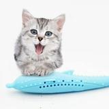 Wuffmeow Cat Fish Shape Toothbrush With Catnip Pet Eco-Friendly Silicone Molar Stick Teeth Cleaning Toy For Cats