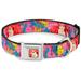 Disney Pet Collar Dog Collar Metal Seatbelt Buckle Ariel Flounder Fish Trio Poses Pinks 11 to 16.5 Inches 1.0 Inch Wide