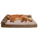 FurHaven Pet Products Wave Fur & Velvet Memory Foam Deluxe L-Chaise Pet Bed for Dogs & Cats - Brownstone Jumbo