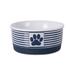 DII Bone Dry Paw Patch & Stripes Ceramic Pet Bowl for Food & Water with Non-Skid Silicone Rim for Dogs and Cats (Small - 4.25 Dia x 2 H) Nautical Blue