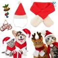 Deago 2 Pieces Christmas Pet Dog Santa Hat Pet Santa Scarf for Christmas Pet Dogs Cats Dressing Up Supplies (Red S)