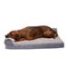 FurHaven Pet Products Wave Fur & Velvet Memory Foam Deluxe L-Chaise Pet Bed for Dogs & Cats - Granite Gray Large