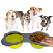 Kewoow Double Silicone Bowl collapsable Dog & Cat set of Bowls with Skid Resistant base Foldable Non-Spill Travel pet for water and food puppies Large - Lime Green 33.81 fl oz/ 4 us cups