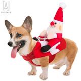 GustaveDesign Christmas Dog Costume Funny Pet Santa Claus Rider Horse Designed Dogs Cats Outfit Winter Clothes Xmas Coats L Size
