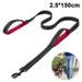 AUPERTO Pet Gear Dog Leash 1.5m Long Padded Two Handle Heavy Duty Double Handles Lead for Control Safety Training Leashes Black red
