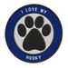 I Love my Husky 3.5 Iron-On or Sew-On Embroidered Patch Novelty Applique - Family Pet Canine Dog Breeds Animals Dog Paw - Vacation Travel Souvenir Tourist