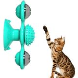 Windmill Cat Toy with LED Ball and Catnip Ball Cat Turntable Teasing Interactive Toy with Suction Cup Funny Kitten Windmill Ball Cat Toys for Indoor Cats Massage Scratching Tickle