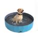 Portable Dog Pool for Large Dogs - Foldable Plastic Bathing Tub with Drain and Carrying Bag for Pets and Backyard Play with Kids by PETMAKER (Blue)