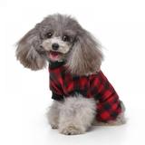 Prettyui Pet Dog Pajamas Winter Warm Pet Jumpsuit Pajamas for Chihuahua Pug Pet Puppy Dog Costume Pet Plaid Clothing Pet Dog Outfit red lattice