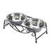 Mgaxyff Pet Feeder Stainless Steel Double Dog Cat Food Water Bowls Feeder Dishes Shelf Stand