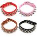 Pet Adjustable PU Leather Studded Spiked Buckle Cat Puppy Dog Collar Rivet Strap