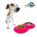 KE WOOW Customized Feeding set of 2 stainless steel bowls and mat for dog&cat Bowl for water or food & silicone Non-skid Non-Spill travel or home small/medium 6.76 fl oz/1 us cup Pink