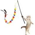 Oaktree Pet interactive cat magic wand rainbow toy funny colorful rainbow interactive cat toy cute stuffed snake cat toy with bells color sounding toy rainbow ribbon magic wand for kitten training
