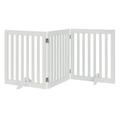 Unipaws Freestanding Wooden Dog Gate Foldable Pet Gate with 2PCS Support Feet Dog Barrier Indoor Pet Gate Panels for Stairs 24 Inch Tall 60 Inch Wide White