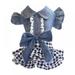 Luxsea Pet Spring Summer Cowboy Clothes For Dog Girls Small Medium Dog Bubble Bowknot Skirtï¼ŒBlue XS