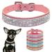 Ludlz Rhinestone Dog Collar Cute Dazzling Sparkling Soft Suede Leather Dog Cat Rhinestone Collar Crystal Diamond Pet Dog Puppy Collar