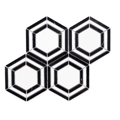 Santorini 4in x 4in Nero/ Thassos Marble Floor and Wall Tile