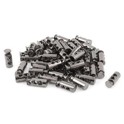 50 Pcs Spring Loaded 5mm Dia Dual Holes Cord Locks Stoppers Toggles - Gray