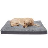 FurHaven Pet Products Two-Tone Faux Fur & Suede Deluxe Cooling Gel Memory Foam Pet Bed for Dogs and Cats - Stone Gray Jumbo