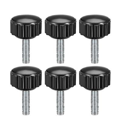 M4 x 15mm Male Thread Knurled Clamping Knobs Grip Thumb Screw on Type 6 Pcs - Black,Silver Tone