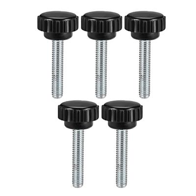M6x35mm Male Thread Knurled Clamping Knobs Grip Thumb Screw on 5Pcs - Black,Silver Tone