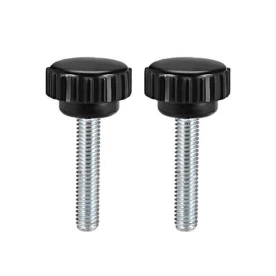 M6x25mm Male Thread Knurled Clamping Knobs Grip Thumb Screw on 2Pcs - Black,Silver Tone