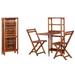 Dcenta 3 Piece Folding Dining Table Set Acacia Wood Bistro Set Storage Rack Table with 2 Chairs Breakfast Kitchen Bar Pub Garden Backyard Outdoor Patio Furniture
