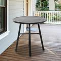 Nuu Garden 28 inch Round Patio Table Metal Finished Outdoor Dinning Table Outdoor Side Coffee Tea Table for Bistro Backyard Lawn and Balcony Black with Gold Points