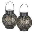 Tomshine 2pcs Outdoor Solar Lanterns Light Hollowed-out Design Decorative Metal Hanging LED Lights Sensitive Lighting Control Lamp IP44 Water Resistant