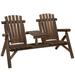 Outsunny Outdoor Wood Adirondack Bench Chair with Center Table Brown