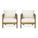 GDF Studio Morrow Cushioned Acacia Wood Outdoor Lounge Chair - Set of 2 - Beige