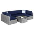 Best Choice Products 7-Piece Outdoor Modular Patio Conversation Furniture Wicker Sectional Set - Gray/Navy