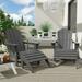 Polytrends Laguna All Weather Poly Outdoor Patio Adirondack Chair Conversation Set - (4-Piece) Gray