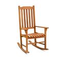 Patiojoy Outdoor Single Rocking Chair Wooden Patio Rocker Chair Natural Wood