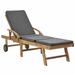 Anself Outdoor Sun Lounger with Sliding Table and Wheels Teak Wood Both Side Adjustable Chaise Lounge Chair Gray Cushioned Poolside Backyard Garden Furniture 76.8 x 23.4 x 13.8 Inches (L x W x H)