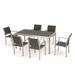 Coral Bay Outdoor 7 Piece Aluminum Dining Set with Wicker Top Grey