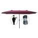 UBesGoo 15 Ft Patio Double Sided Umbrella with Base Patio Table Umbrella Red