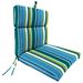Jordan Manufacturing 44 x 22 Covert Capri Blue Stripe Rectangular Outdoor Chair Cushion with Ties and Hanger Loop