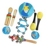 Aibecy 10pcs/set Musical Toys Percussion Instruments Band Rhythm Kit Including Tambourine Maracas Castanets Handbell Wooden Guiro for Kids Children Toddlers
