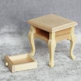 Ludlz Dollhouse Bedside Table Furniture Bedroom Scene Toy Model 1/12 Miniature Bedside Table Model Toy Doll House Home Bedroom Decor Accessory