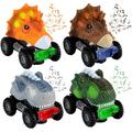 Toyvelt Dinosaur Pull Back Cars Toys - 4-Pack Colorful Dinosaur Car Toy Mini Pullback Vehicles with Big Tires - Great Present for Kids Toddlers Boys and Girls Ages 3 4 -12 Year Old