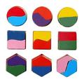 JANDEL Fun Wood Geometry Puzzle Colorful and Diversified Forms Decomposition Plate Kids Baby Wooden Geometry Puzzle Early Learning Educational Toy